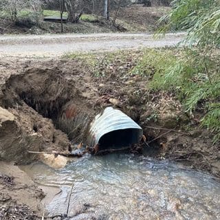Culvert washed out by floodwater